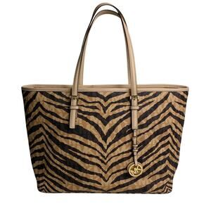 Michael Kors Jet Set Travel Large Tote, Tiger Animal Print, MK Monogram